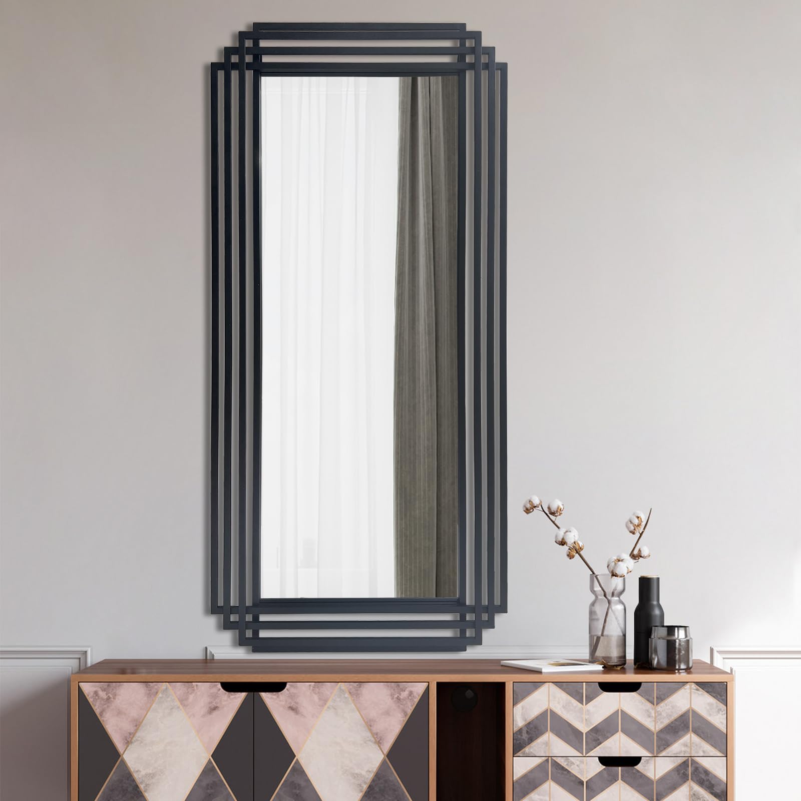 DAOYIJIAJU Black Rectangle Mirror, 47