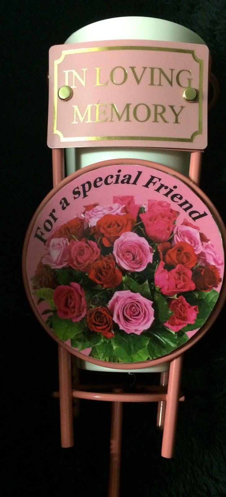Cemetery Grave Vase with Metal Spike - IN LOVING MEMORY plaque. Includes black plastic insert vase.