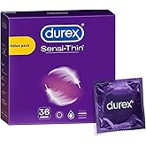 DUREX Sensi-Thin Extra Lubricated Condoms, Ultra-Thin Premium Quality Latex Condoms for Enhanced Sensitivity and Comfort, Lar