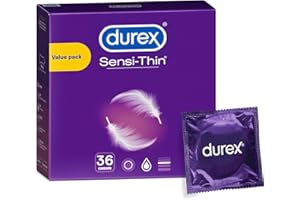 DUREX Sensi-Thin Extra Lubricated Condoms, Ultra-Thin Premium Quality Latex Condoms for Enhanced Sensitivity and Comfort, Lar