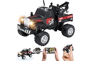 MOONTOY 1:64 Scale Mini Alloy Truck RC Car with LED Lights, 2.4Ghz Remote and App Control Toy Car, 3-Speed Adjustment Pocket Toy Car for Kids 4-8 Years and Adults (Black)