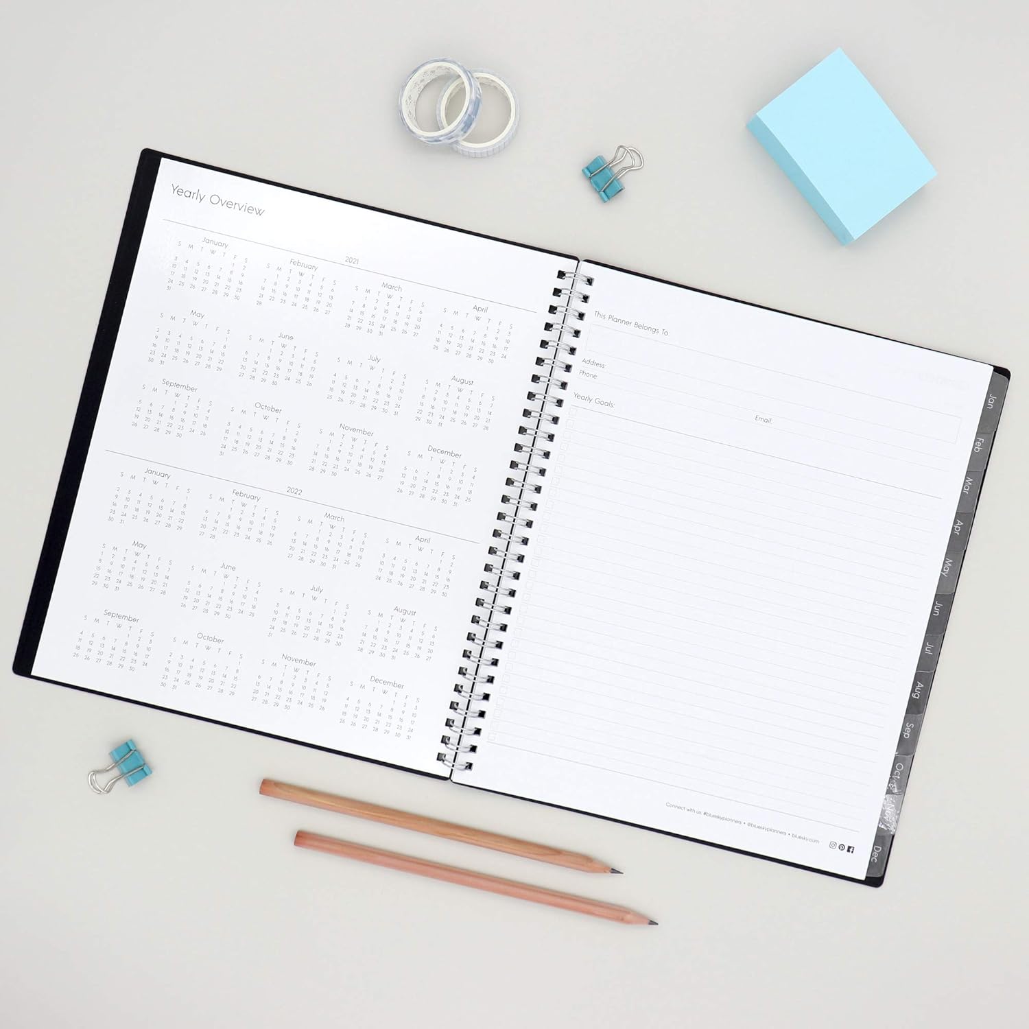 Blue Sky 2021 Monthly Planner, Flexible Cover, Twin-Wire Binding, 8" x 10", Enterprise (124099) : Office Products