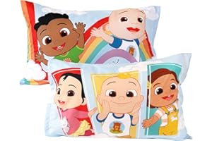 CoComelon Lot de 2 taies d'oreiller réversibles EXPRESSIONS douces et durables – Taille standard 50,8 x 76,2 cm – Designs amu