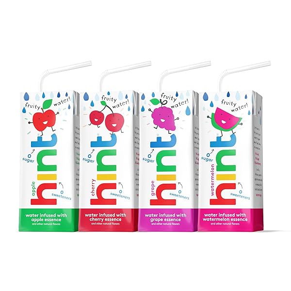HINT KIDS WATER VARIETY PACK, 8 BOXES: CHERRY, WATERMELON, APPLE & GRAPE, ZERO SUGAR & SWEETENERS, ZERO PRESERVATIVES & ARTIFICIAL FLAVORS, 6.75 FL OZ (PACK OF 32)
