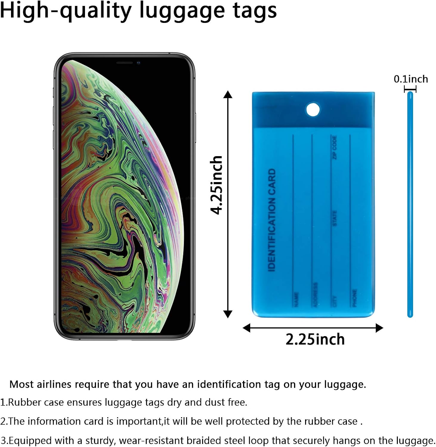 Luggage Tags for Suitcases, 7 Pack Bag Tags Personalized with Bright Colors & Steel Loops, Flexible Silicone Name ID Identification Labels Set for Bags & Luggages: Clothing