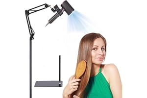 YUNHAN Hair Dryer Stand Holder 360 Rotate Hands Free Hair Dryer Holder，Adjustable Hands Free Blow Dryer Holder, Blow Dryer Stand Hands Free Clip Suitable for 99% Hair Dryer (Black)