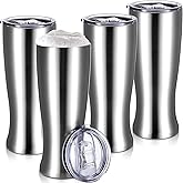 Geetery 4 Pcs Stainless Steel Beer Tumbler for Men 20oz Double Wall Beer Cup Insulated Mug Vacuum Mug Gifts for Christmas Coffee Hot or Cold Beverages Travel Drinking(Silver)