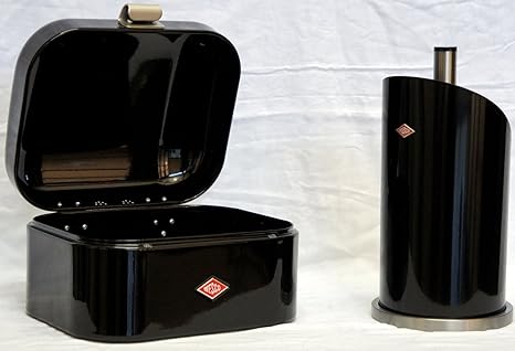 Wesco Single Grandy Brotkasten + Küchenrollenhalter im Set, Farbe: schwarz