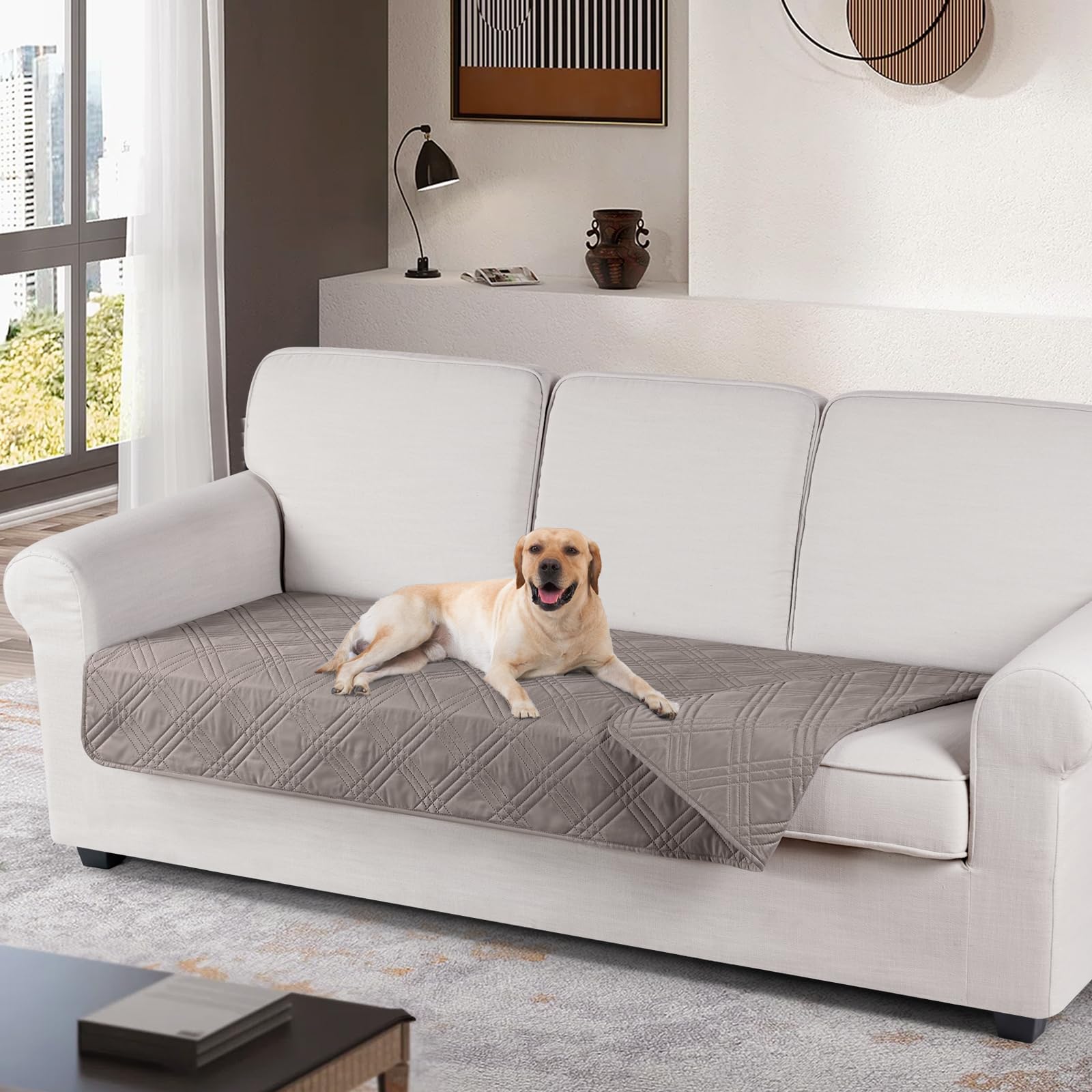 Photo 1 of TAOCOCO 100% Waterproof Sofa Cushion Cover Reversible Couch Seat Cover for Dogs Pets Couch Cover for Chaise Sectional Sofa U Shape Furniture Protector Sofa Slipcover(Sofa, Light Brown)