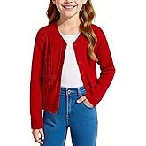 Kukume Girls' Cardigan Sweater Long Sleeve Button Down Knit Sweater with Pockets School Uniform Outerwear 4-13 Years