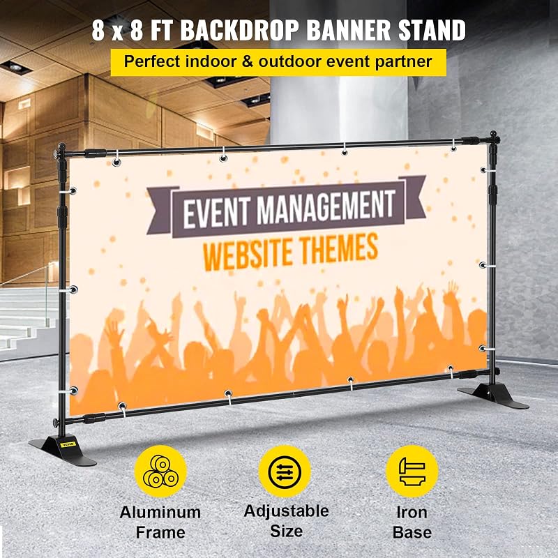 Soporte para Panel de Fondo Publicitario 2.4 m x 2.4 m, Achura 35 "- 96", Soporte Banner Altura Ajustable 40 "- 96", para Feria Comercial Ligero Telescópico Ajustable Expositor — foto 2 de 8