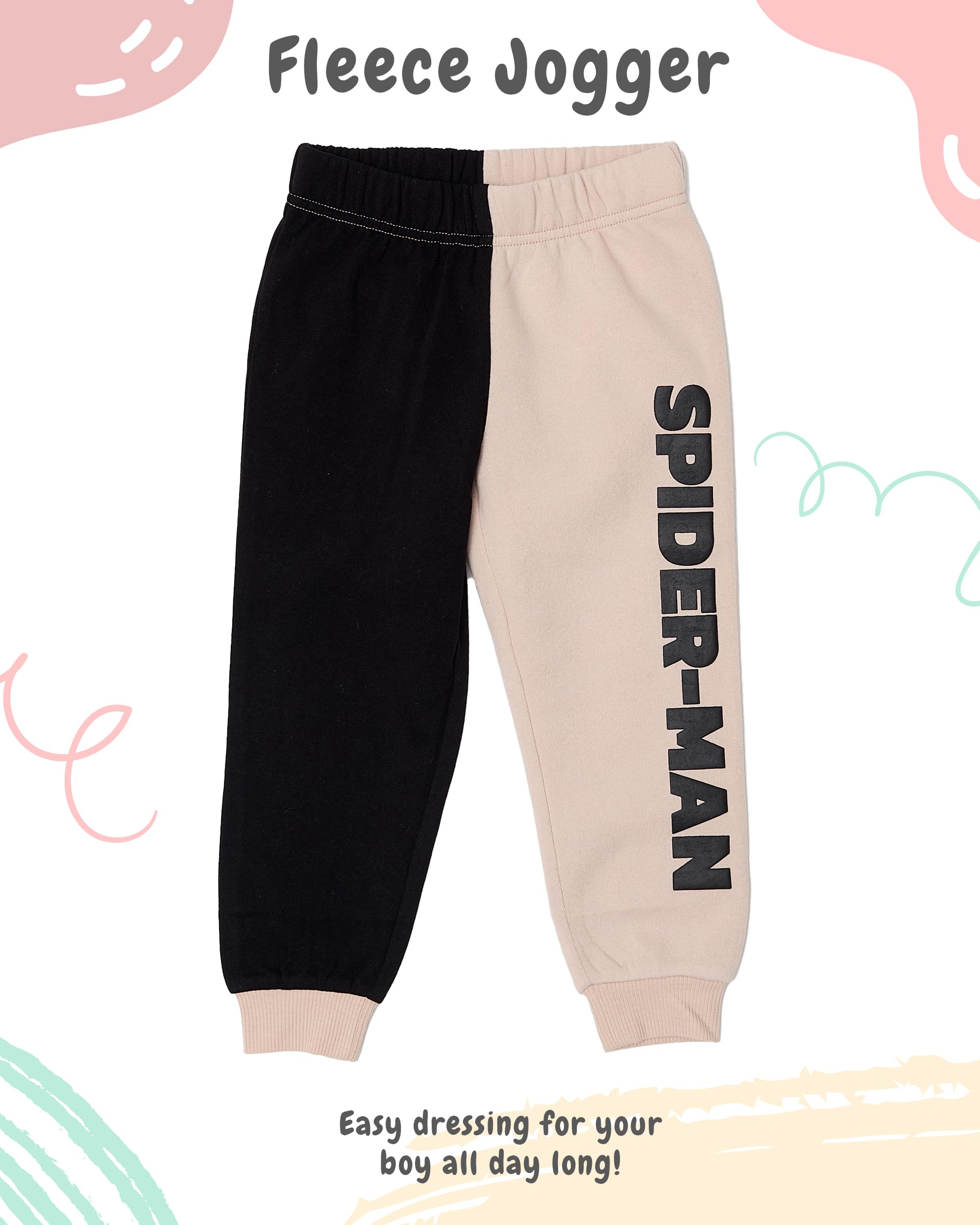 Disney Spider-Man Toddler Boys’ Outfit Set - Two Piece Hoodie Sweatshirt with Holographic Patch & Puff Ink Jogger Pants (Brown, 7)