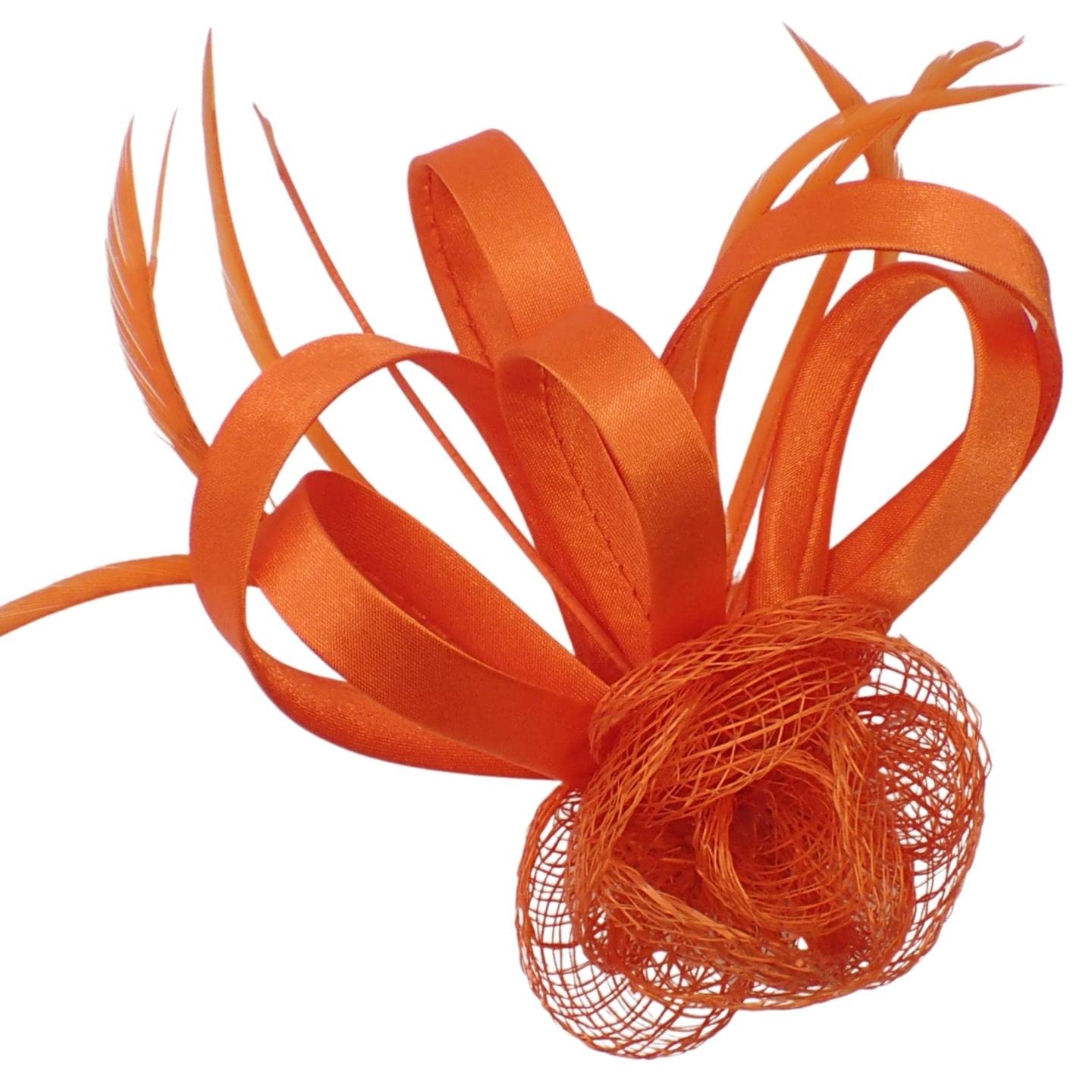 Topkids Accessories Mini Fascinator Hair Clips Small Fascinators Fascinator Flower Hair Clip Wedding Clip Royal Ascot Hat Wedding Corsage On Clip & Brooch Pin For Women, Ladies, Girls (Orange)