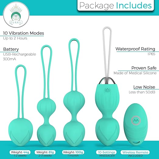 Complete 5pc Kegel Exercise Weight Kit For Women Safe Abs Food Grade Silicone Doctor Recommended For Bladder Control Strengthens Pelvic Floor For
