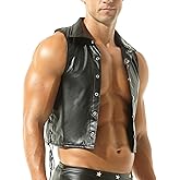 DTODWW Mens Wet Look Undershirt Faux Leather Zipper Shirts Shiny Short Sleeve T-Shirts Slim Fit Muscle Tops Casual Clubwear