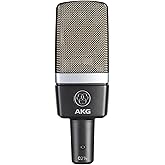 AKG Pro Audio C214 Studio Grade Professional Large Diaphragm, Single Capsule, Vocal and Instrument Condenser Microphone with Rugged Aluminum Carrying Case. XLR Connector. Gray with Gold