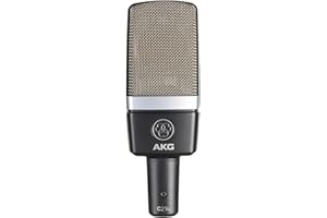 AKG Pro Audio C214 Studio Grade Professional Large Diaphragm, Single Capsule, Vocal and Instrument Condenser Microphone with Rugged Aluminum Carrying Case. XLR Connector. Gray with Gold