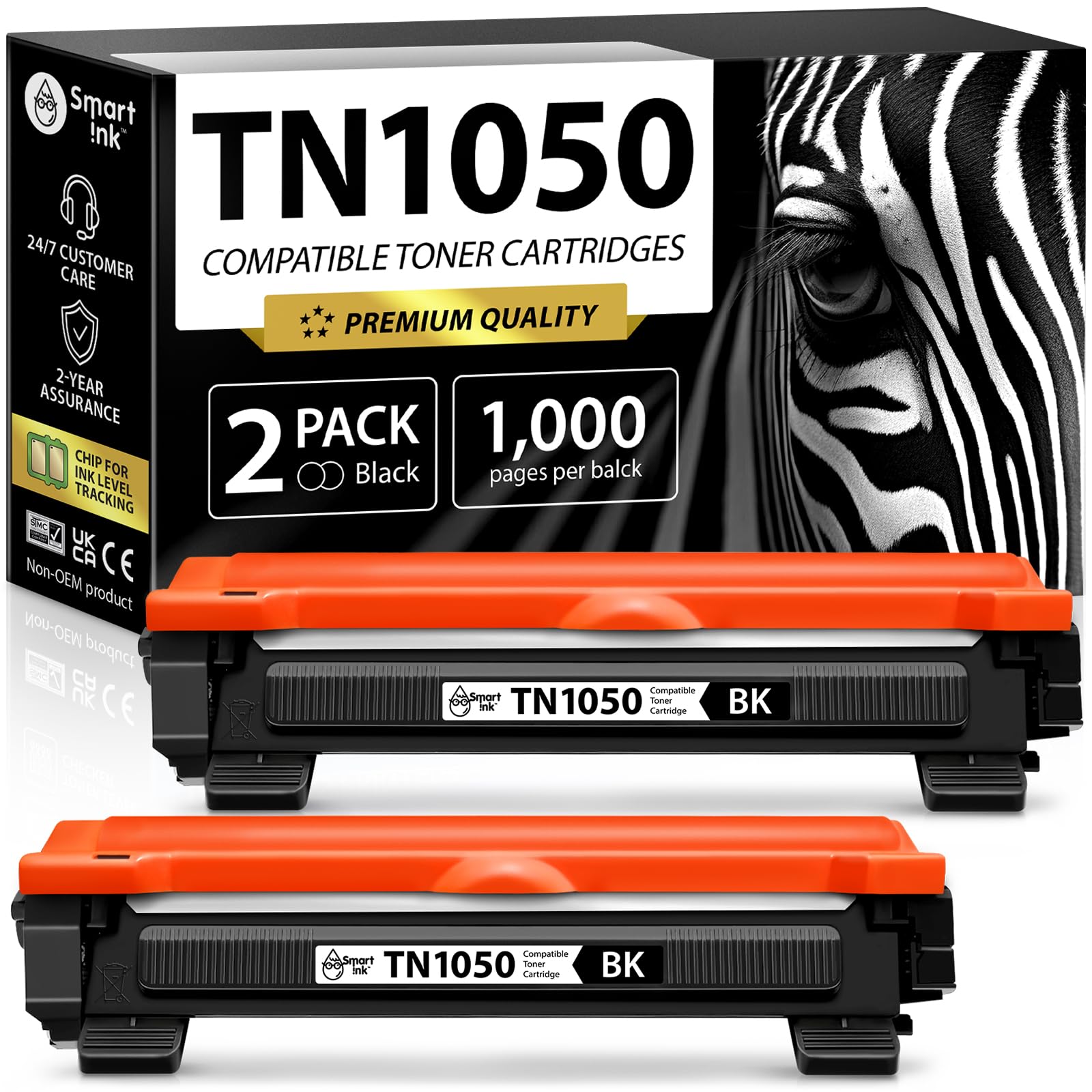 Smart Ink Compatible toner cartridge to Brother TN1050 TN-1050 TN 1050 (black, cyan, magenta, yellow) compatible with Brother DCP-1510 HL-1110 MFC-1810 MFC-1910W DCP-1610W DCP-1612W DCP-1512