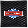 Happy Dad Hard Seltzer & Tea Bar Mat for Home Bar Accessories, Man Cave Decor, Coffee Station, Bartender Kitchen Counter Bar Pad, Waterproof Non Slip Durable PVC, Black Square, 13in x 13in x 0.5in