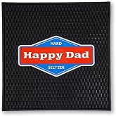 Happy Dad Hard Seltzer &amp; Tea Bar Mat for Home Bar Accessories, Man Cave Decor, Coffee Station, Bartender Kitchen Counter Bar Pad, Waterproof Non Slip Durable PVC, Black Square, 13in x 13in x 0.5in