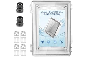 ANSGERY Waterproof Outdoor Junction Box, Electrical Junction Box Outdoor,IP67 ABS Plastic Junction Box with Mounting Plate, Wall Brackets, Cable Glands,Weatherproof for Projects(13.8"x9.8"x5.9"）
