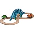 KidKraft Adventure Tracks™: Dino World Stego Loop 17-pc. Wooden Train Track and Vehicle Play Set, Gift for Ages 3+