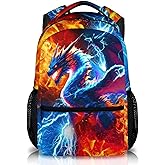 CustomWish Boys Dragon Backpack - School Backpacks for Kids Teens Kindergarten Primary Middle Senior - 17 Inch Cool Lightweight Bookbag for School Travel
