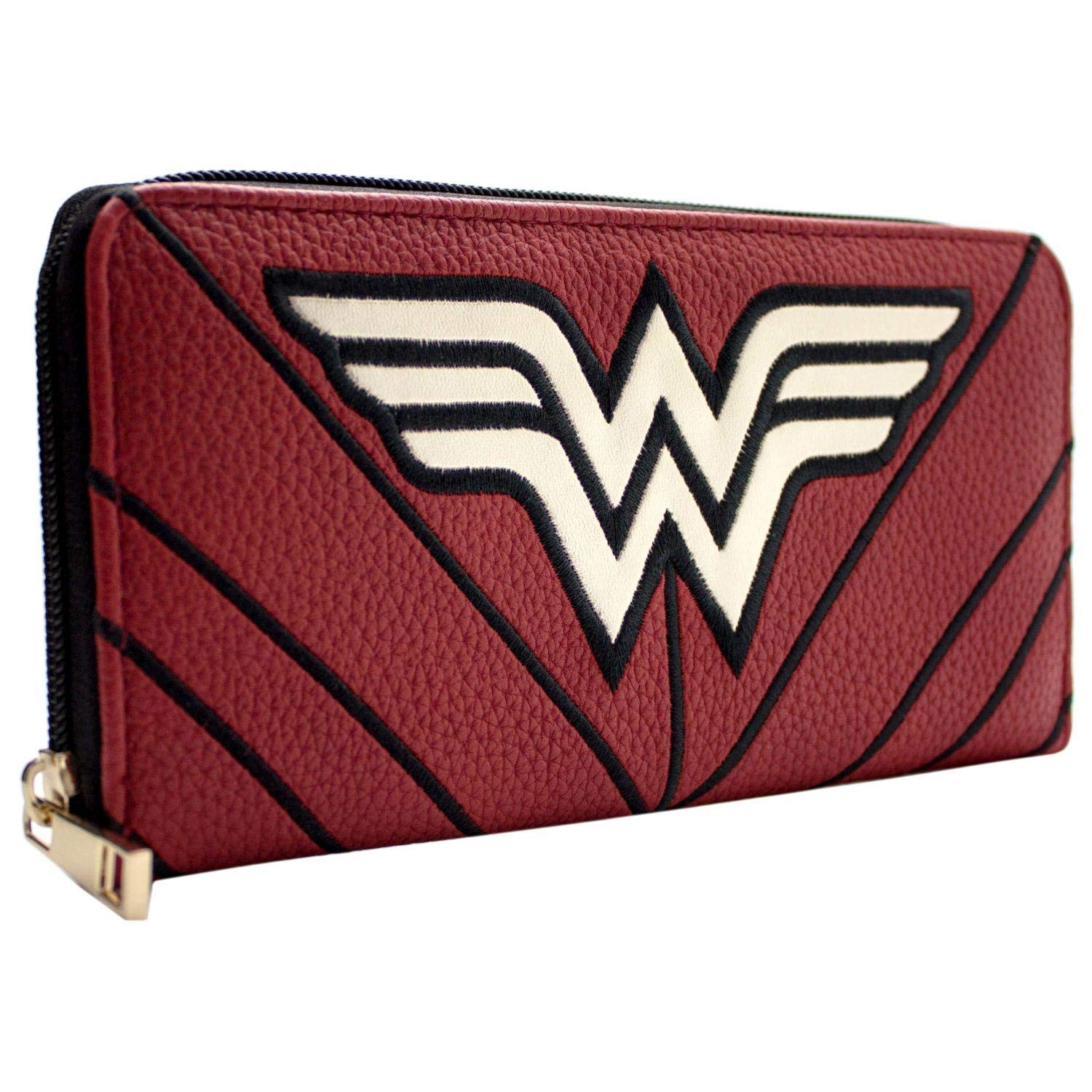 Wonder Woman DC Stars & Stripes Warrior Suit Emblem Purse Clutch Coin Pocket & Card Holder, Red