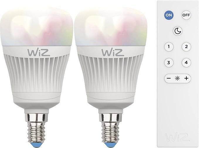 2 pack bombillas led wiz inteligente con conexion wifi luz blanca y de colores wizmote mando a distancia 64 000 tonos de blanco 16 millones de
