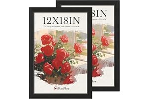 KissNow 12x18 Poster Frame 2 Pack, Textured Black Solid Wood Picture Frame, Wall Hanging