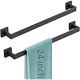 Bathroom Towel Bar,24 Inch Towel Racks for Bathroom Wall Mounted,Stainless Steel Towel Rail Hanger for Wall,Matte Black Towel Holder for Wall, Kitchen(2 Pack)