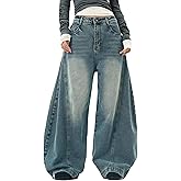 Womens Baggy Jeans Vintage Oversized Pants Aesthetic Hip Hop Jeans Relaxed Fit Ultra Flared Bottom Casual Streetwear Style