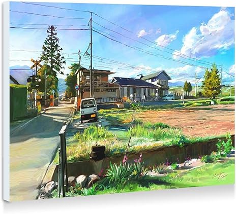 Amazon Co Jp アート絵画 日本 風景 村 壁の絵 壁掛け ソファの背景絵画 壁アート写真の装飾画の壁画 旅行 風景 景色 40cmx30cm ホーム キッチン