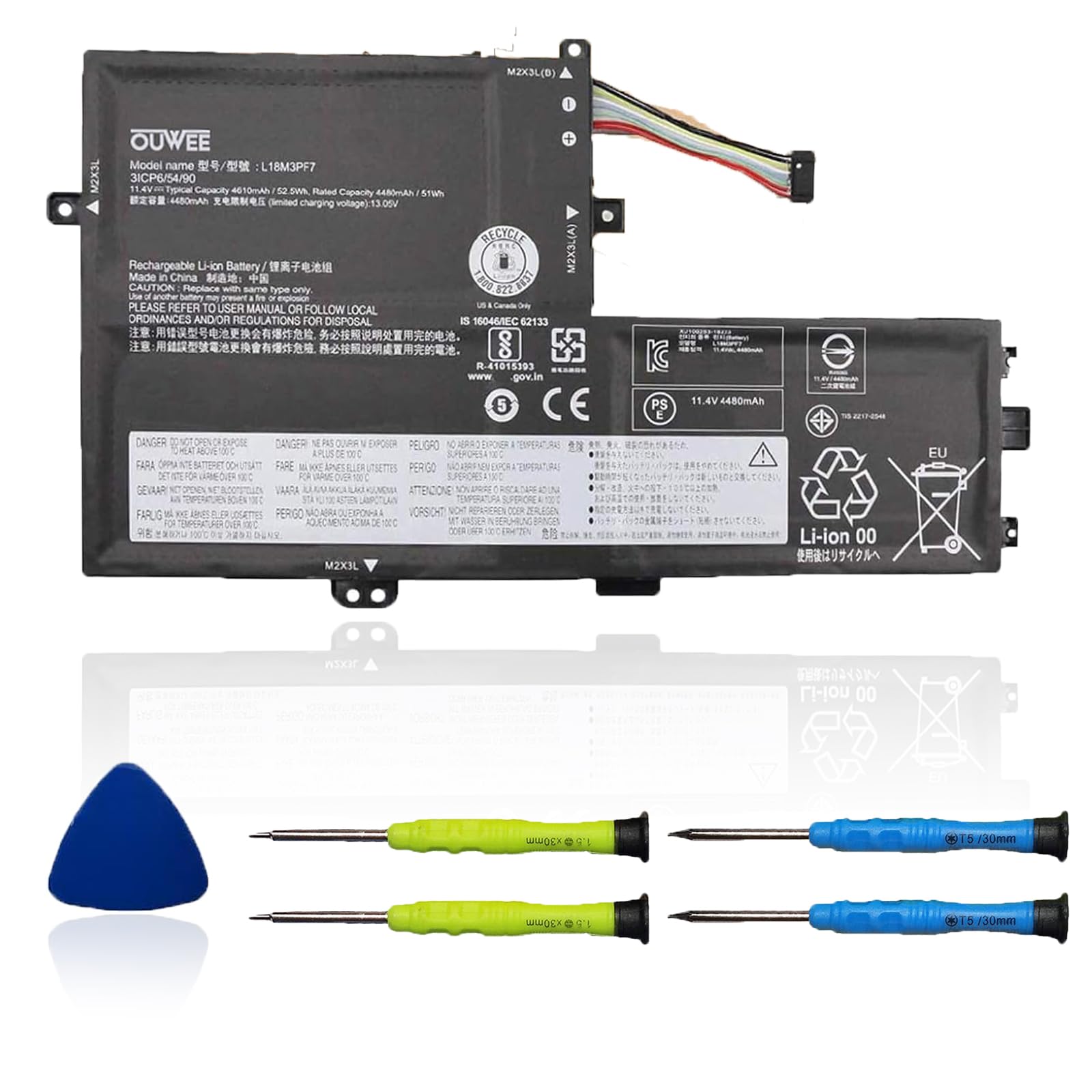 Photo 1 of OUWEE L18M3PF7 Laptop Battery Compatible with Lenovo ideapad S340-14IML/14API/14IIL/14IWL C340-15IWL/15IIL S340-15IWL/15API/15IIL Flex15IWL Series L18C3PF7 L18L3PF3 L18M3PF6 L18C3PF6 L18L3PF2 52.5Wh