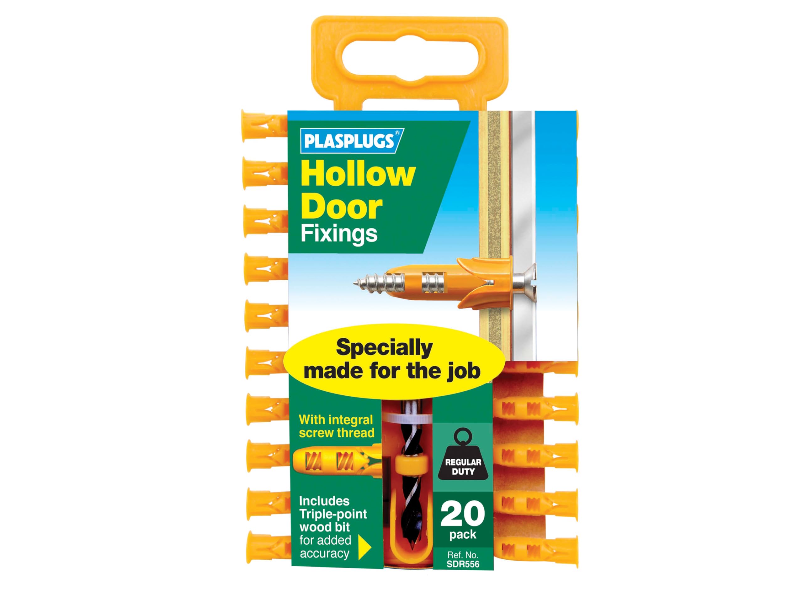 Plasplugs Hollow Door Plugs & Drill Bit 20 Pack