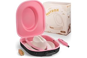 BRANTMAKER Cowboy Hat Box, Cowboy Hat Case for Travel, Crush Proof Storage for Western/Panama/Fedora, Carrier with Adjustable Shoulder Strap & Brush