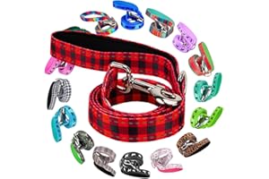 EcoBark Dog Leash - Soft & Reflective Comfort Leash with Padded Handle - Safe, Strong, & Durable for Small, Medium or Large Dogs (Red Buffalo Plaid)