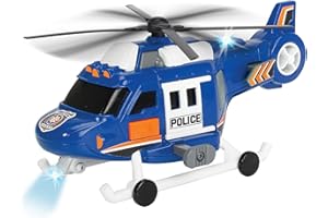 DICKIE TOYS Rescue Helicopter with Lights, Sounds & Working Winch – Rotating Rotor Toy Copter for Kids 3+, Batteries Included, Pretend Play Emergency Vehicle