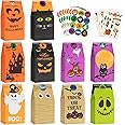 Halloween Treats Bags Party Favors - 80 Pcs Kids Halloween Candy Bags for Trick or Treating + 84 Pcs Halloween Stickers, Mini