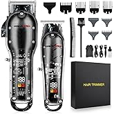 HIENA PRO Hair Clippers for Men, Professional Cordless Rechargeable T Liner Trimmer Set, Barber Hair Cutting Kit With LED Display, Gifts