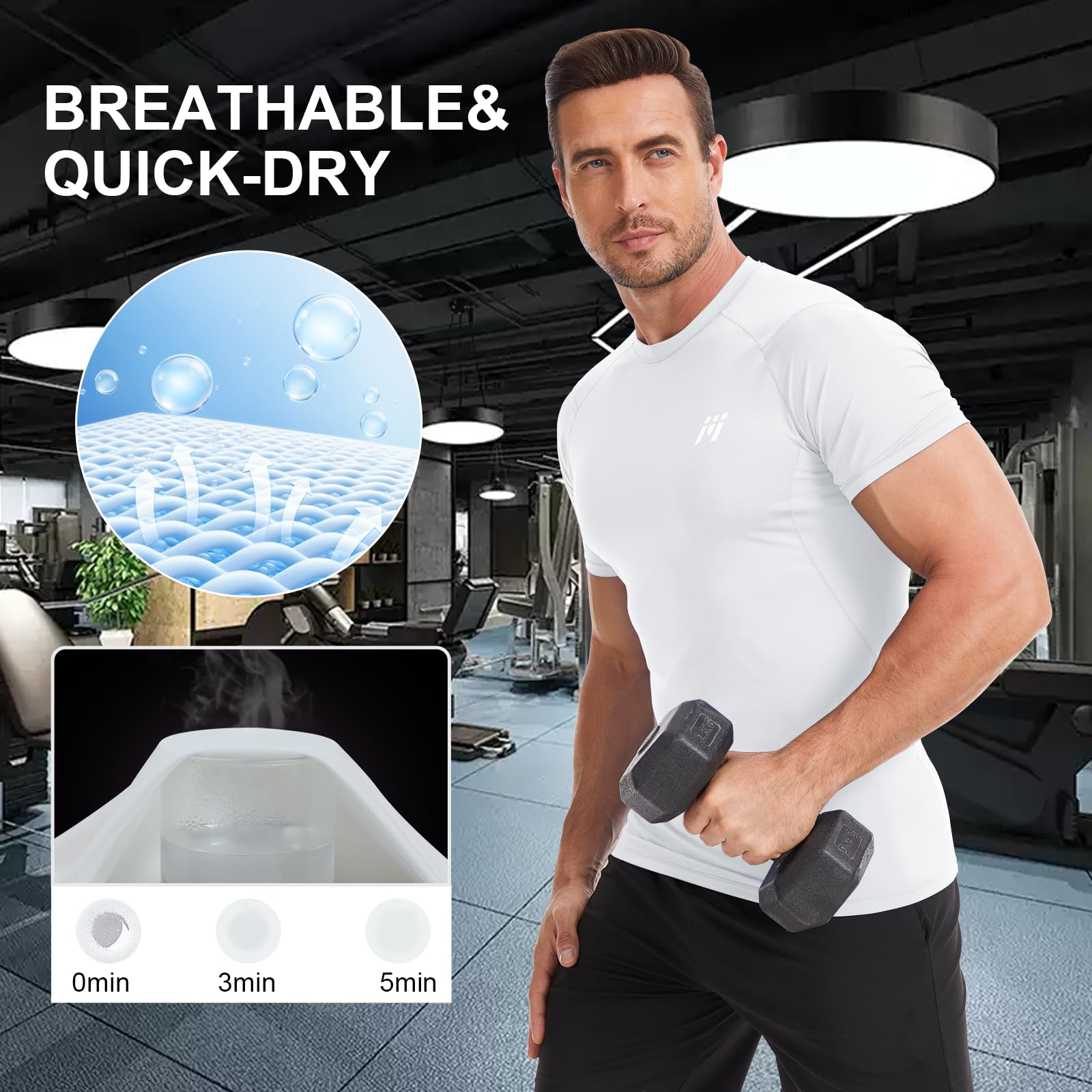 MEETWEE Rash Guard UPF50+ Kompressionsshirt Herren Langarm Kurzarm Funktionsshirt, UV Shirt Top Schwimmen Männer Sportshirt Surfen Schnelltrocknend Atmungsaktiv 4