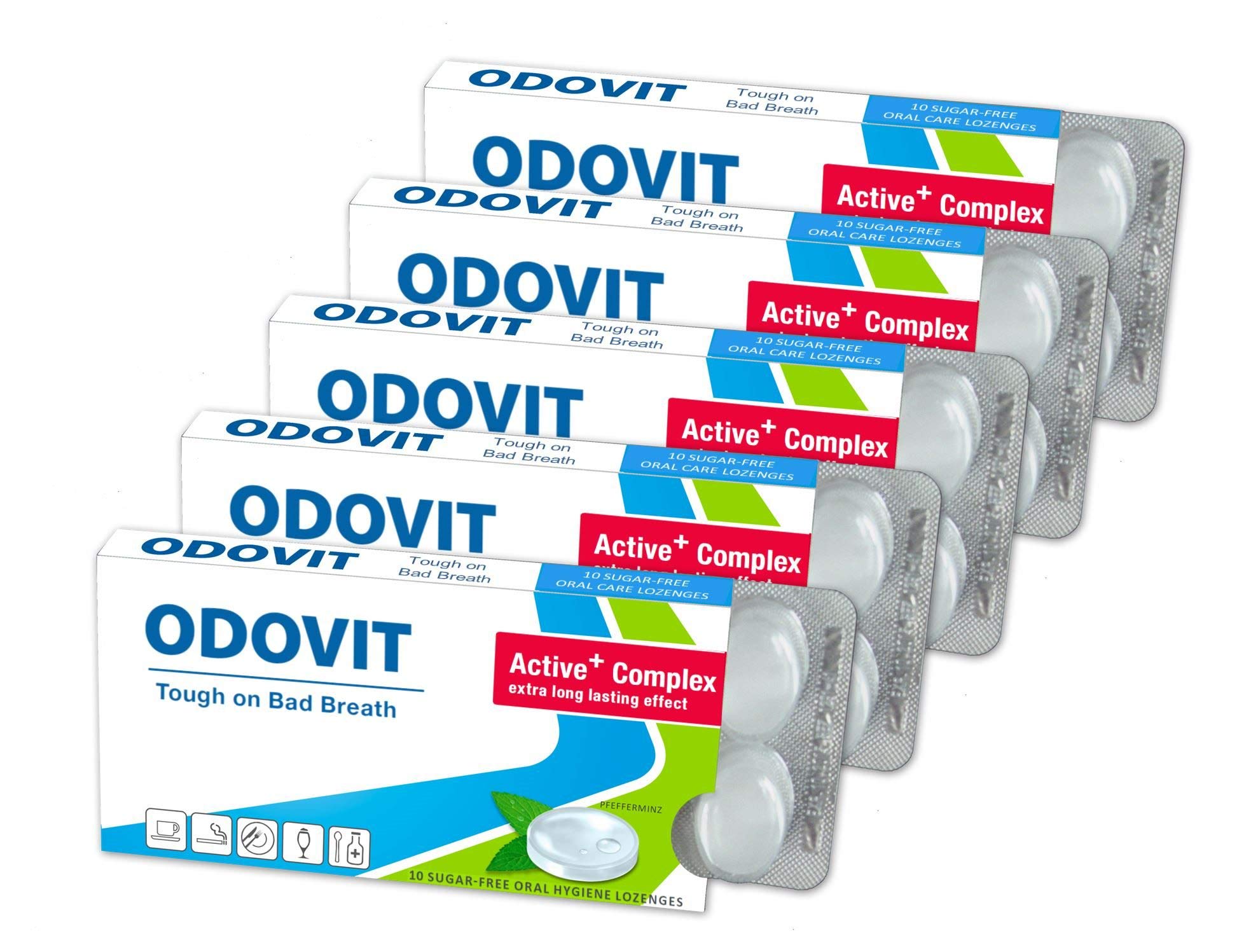 ODOVIT Fights Bad Breath - 5X 10 Oral Care Lozenges - Strong Effect Against Halitosis - for a Long-Lasting Fresh Breath