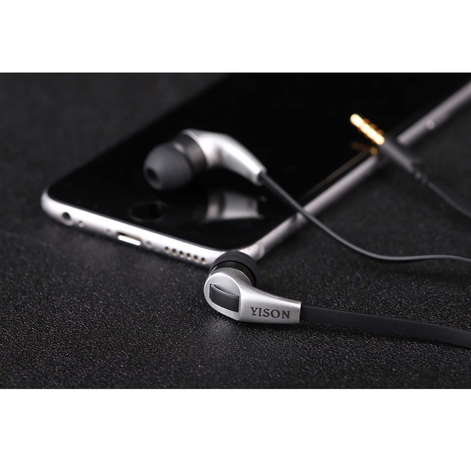 Earphones Fashion, In Ear Earbuds, Noise Isolating Lightweight Wired 3.5MM Headphones with Microphone Control, Stereo Earbuds For Ios and Android,Laptop and MP3/4 Music Players(Black/Silver)