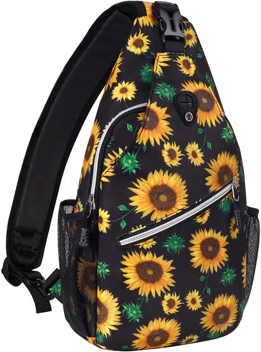 MOSISO Sling Backpack, Travel Hiking Daypack Pattern Rope Crossbody Shoulder Bag, Black Base Sunflower : Sports & Outdoors