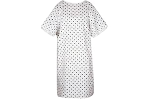 ELAINE KAREN Deluxe White Patient Twill Unisex Hospital Gowns, Double Back Tie, Soft, and Comfortable 62” Sweep– 6PK