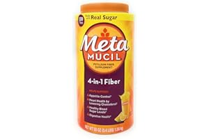 Metamucil Fiber 4-in-1 Psyllium Fiber Supplement Powder with Real Sugar, Orange (55 oz)