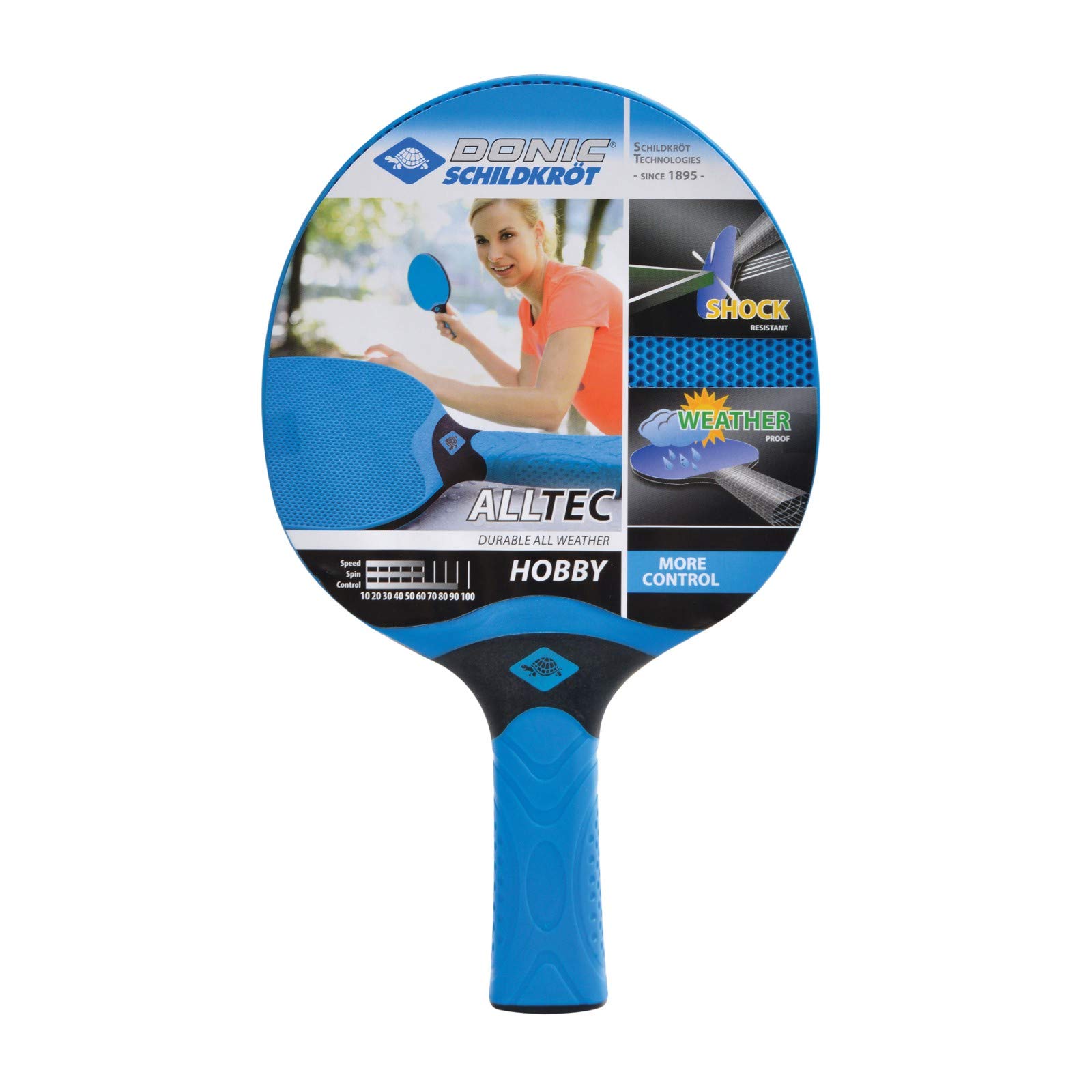 Donic-Schildkröt Alltec Hobby Outdoor Table Tennis Bat, Plastic, Weatherproof, Washable, 733014