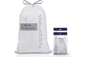 happimess 8 Gallon (30L) Drawstring Trash Bags, Unscented, Clear, Heavy Duty LDPE Liners for Kitchen and Household, Custom Fi