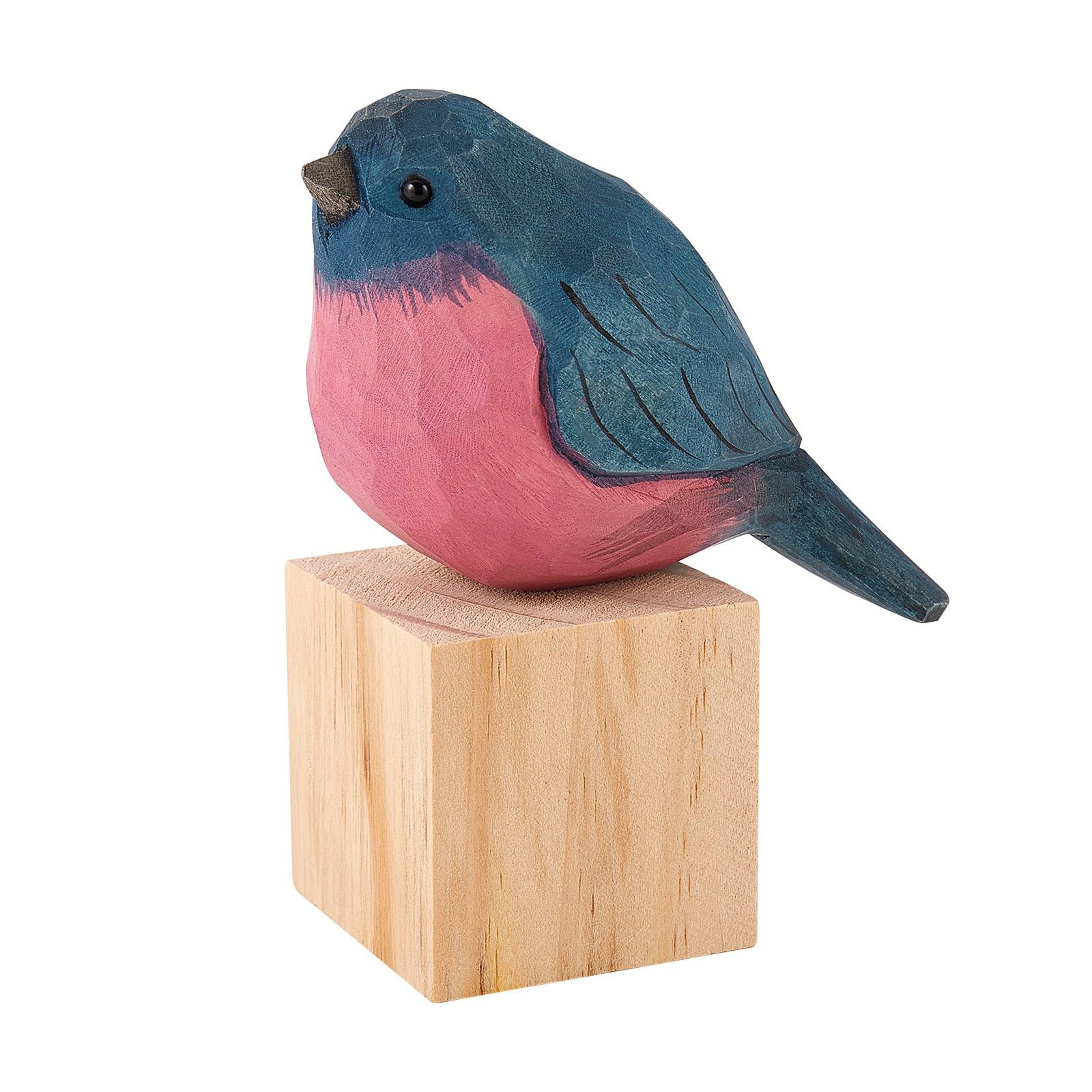 WEWAYSMILE Wooden Carved Bird Figurine, Hand Carved Painted Wooden Statues, Small Wooden Carved Bird, Cute Animal Ornament Craft for Home Office Desktop Decoration(Robin)