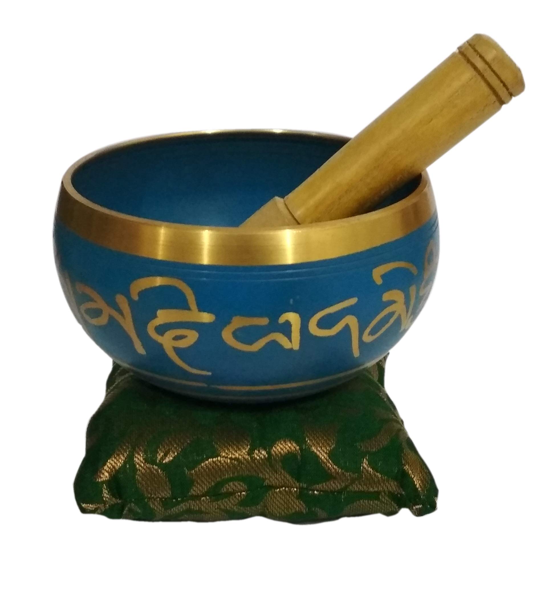 Purpledip Bell Metal Singing Bowl: Dhyana Musical Instrument for Meditation, 4.5 Inches, Blue (12128)